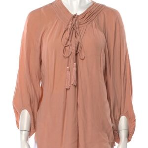 Diane Von Furstenberg womens 8 Acquilina Blouse Three-Quarters sleeve tassels
